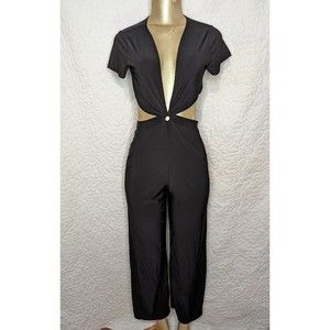 NWT Size Medium Rolla Coster Front Twist Cut Out Black Jumpsuit. RC6581